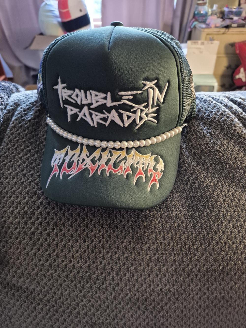 TROUBLE IN PARADISE TRUCK HAT -BLACK- Men's Graphic Streetwear One Size